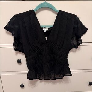 Blue Rain Black Ruffled Blouse